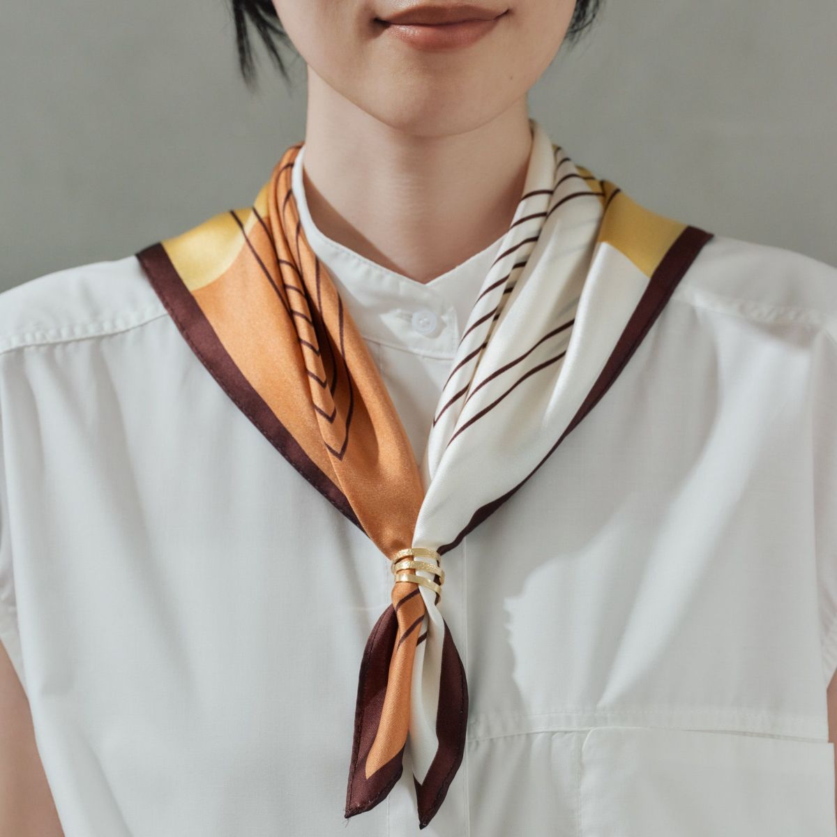  幾何柄4ブロックスカーフ