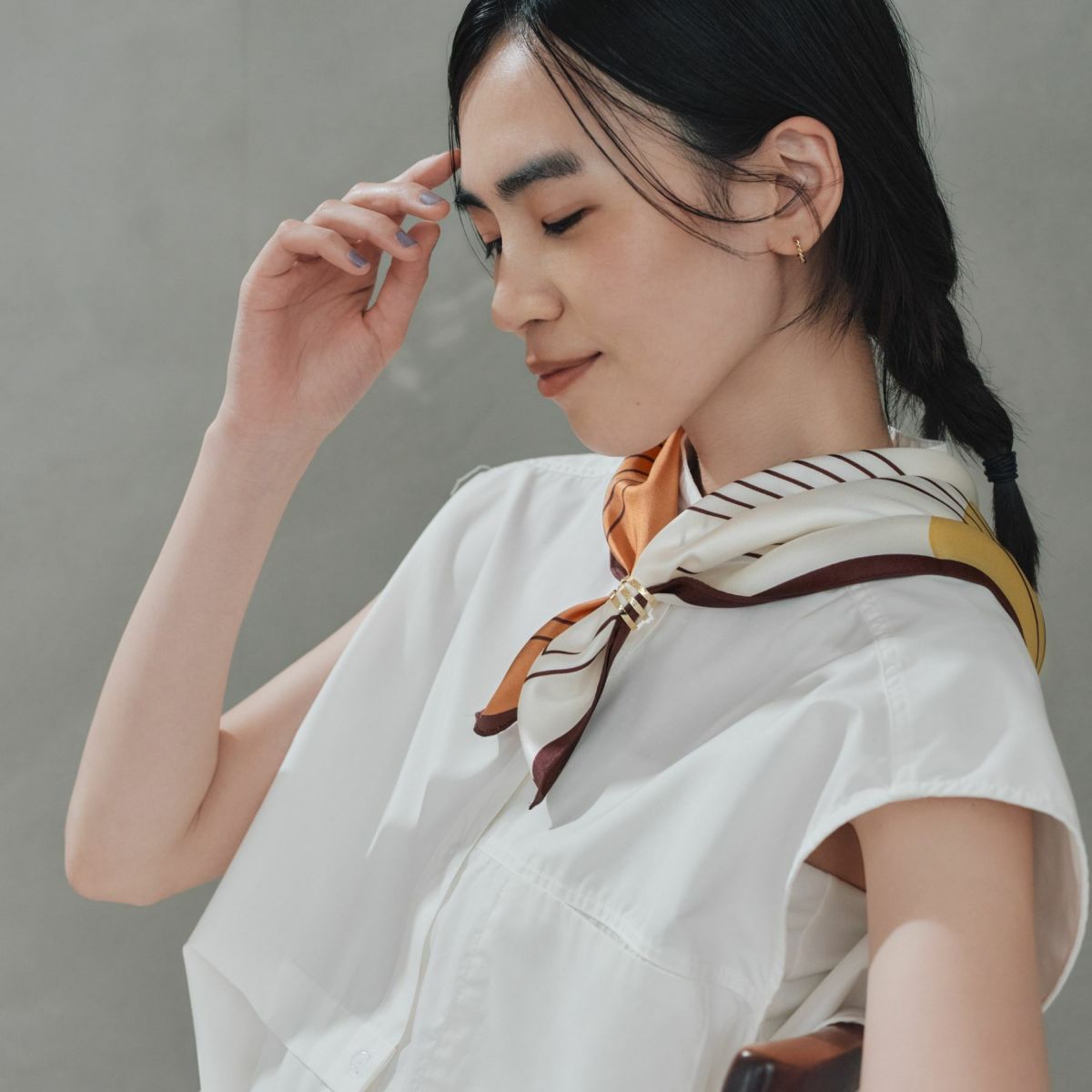  幾何柄4ブロックスカーフ