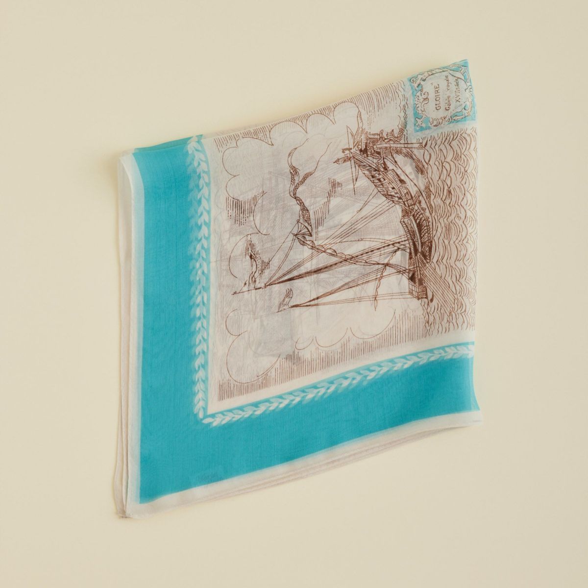  マリンスカーフ＜ターコイズ＞　シルク100%　日本製