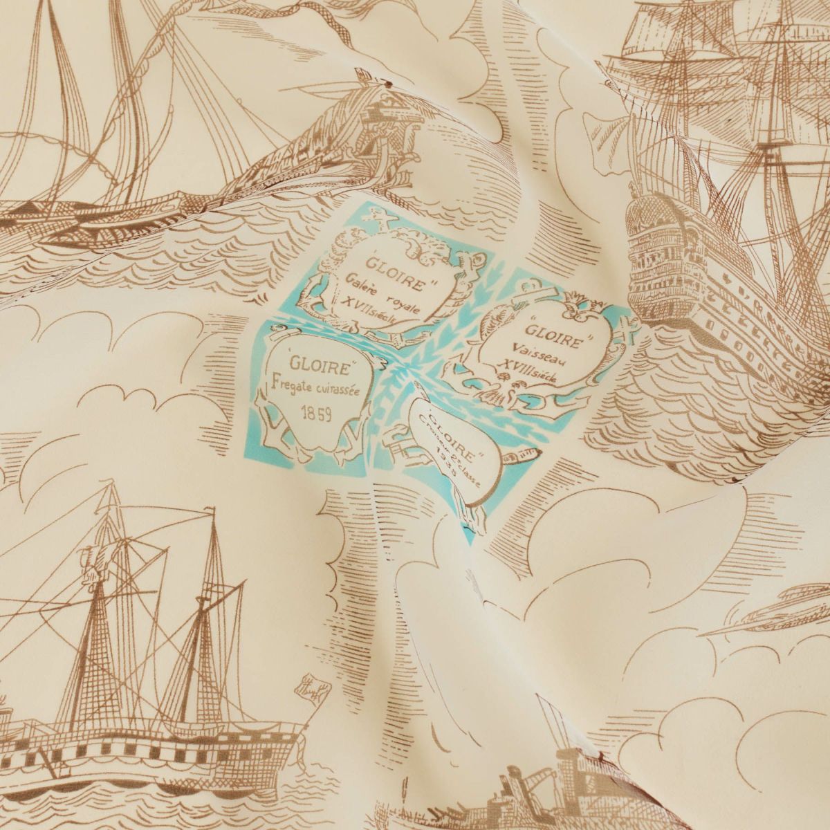  マリンスカーフ＜ターコイズ＞　シルク100%　日本製