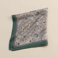 ペイズリースカーフ＜グリーン＞　シルク100%　日本製