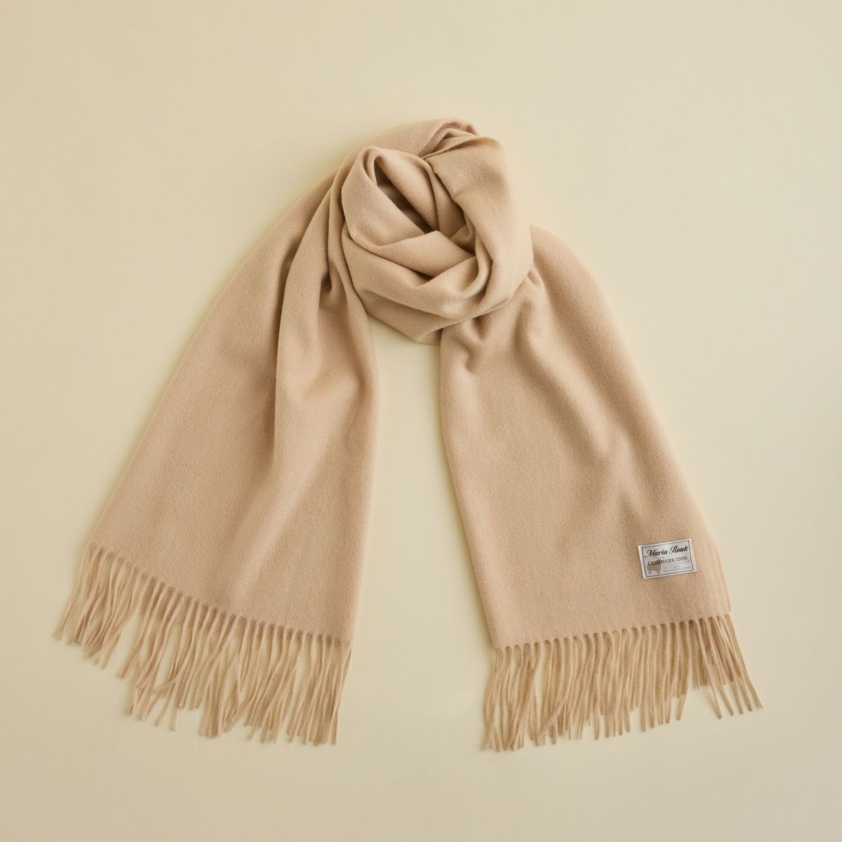 カシミヤ100%無地ストール＜ベージュ＞