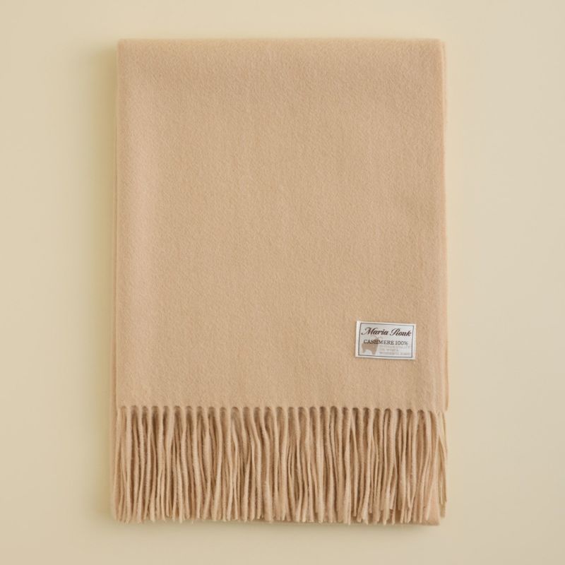カシミヤ100%無地ストール＜ベージュ＞