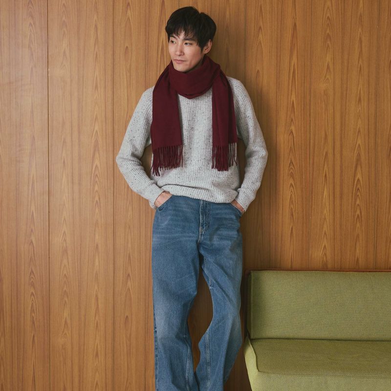 カシミヤ100%無地ストール＜ボルドー＞