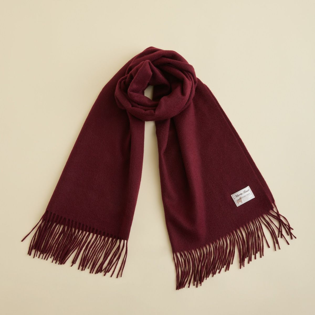 カシミヤ100%無地ストール＜ボルドー＞ル