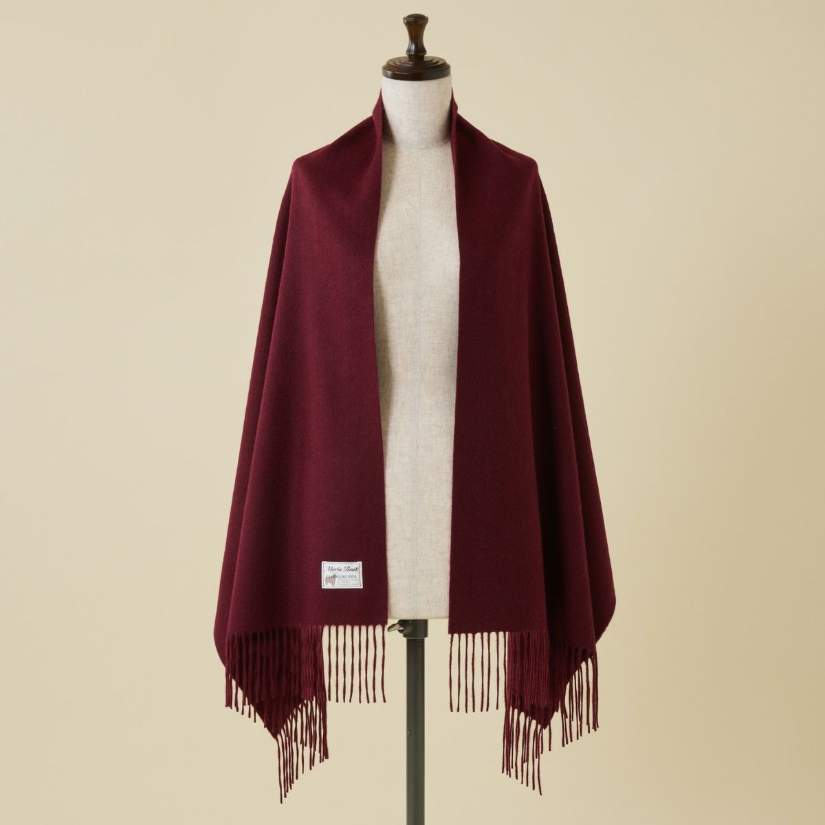 カシミヤ100%無地ストール＜ボルドー＞