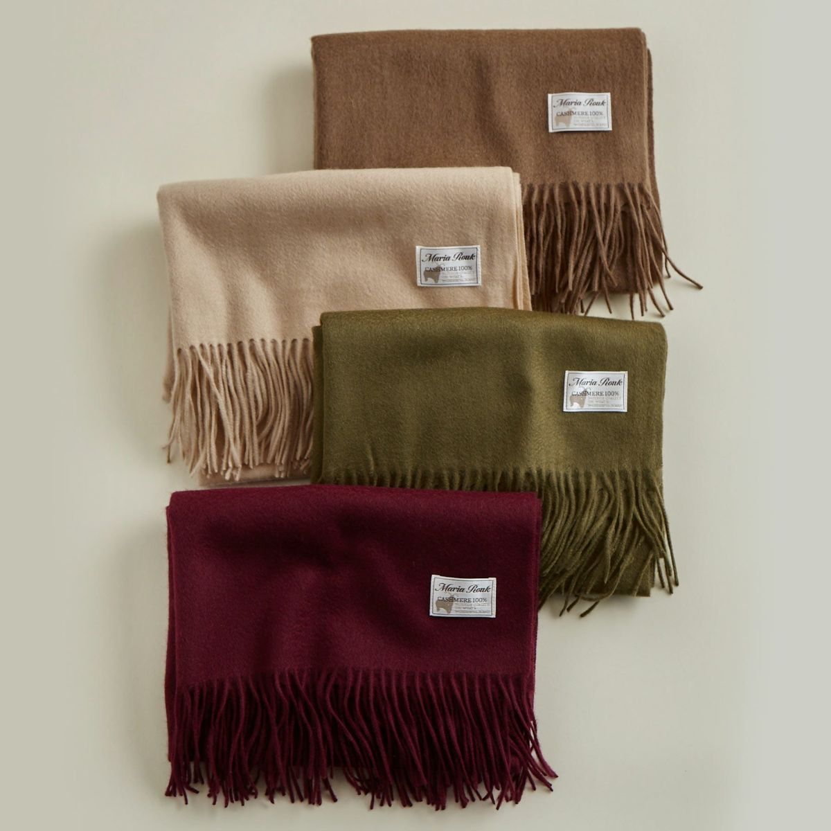 カシミヤ100%無地ストール＜ボルドー＞