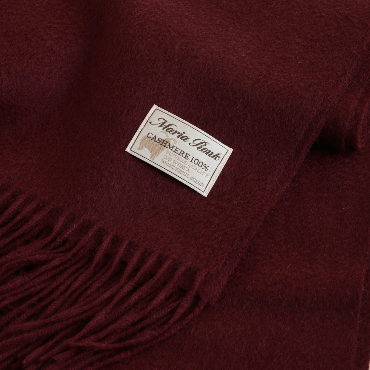 カシミヤ100%無地ストール＜ボルドー＞
