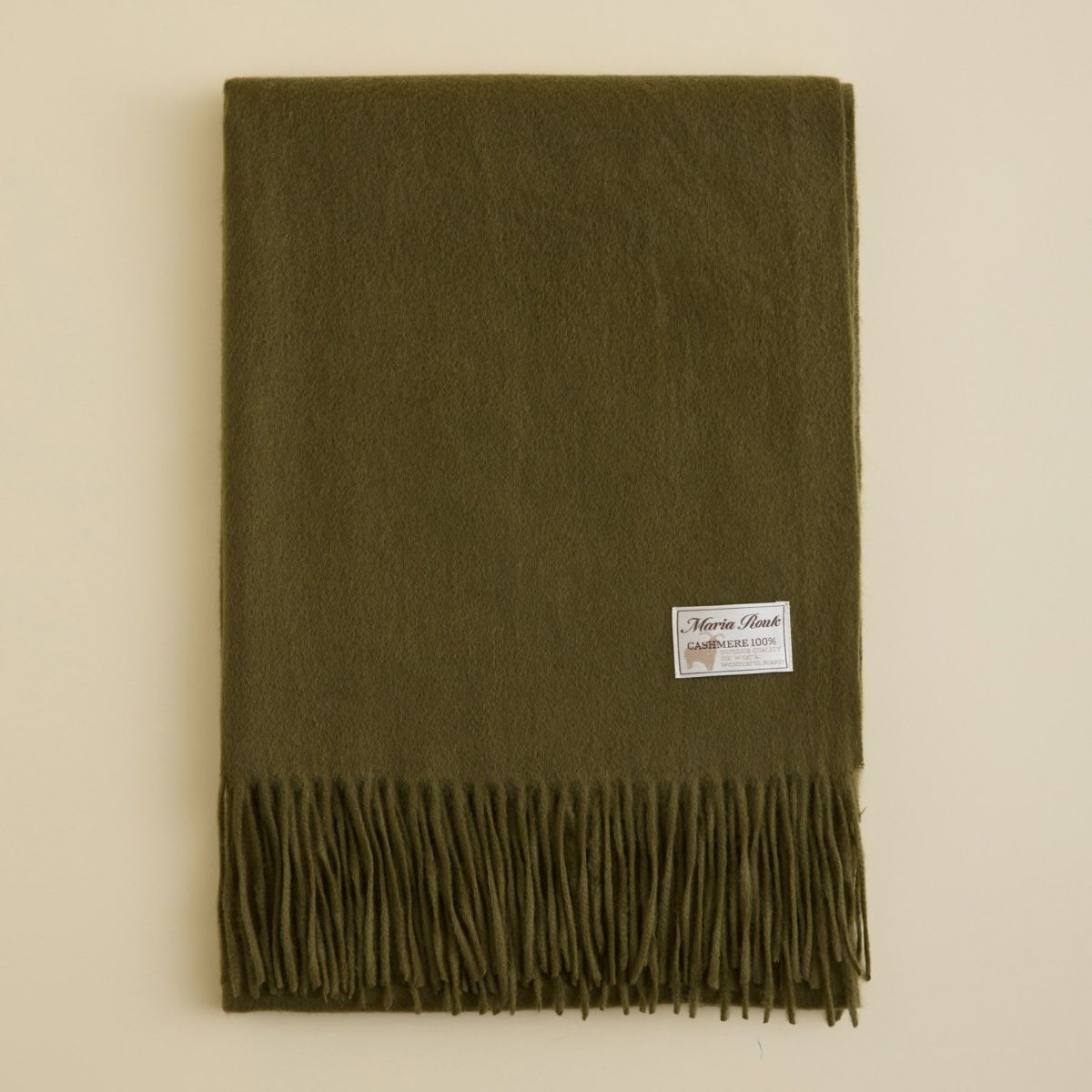 カシミヤ100%無地ストール＜カーキ＞