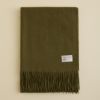 カシミヤ100%無地ストール＜カーキ＞