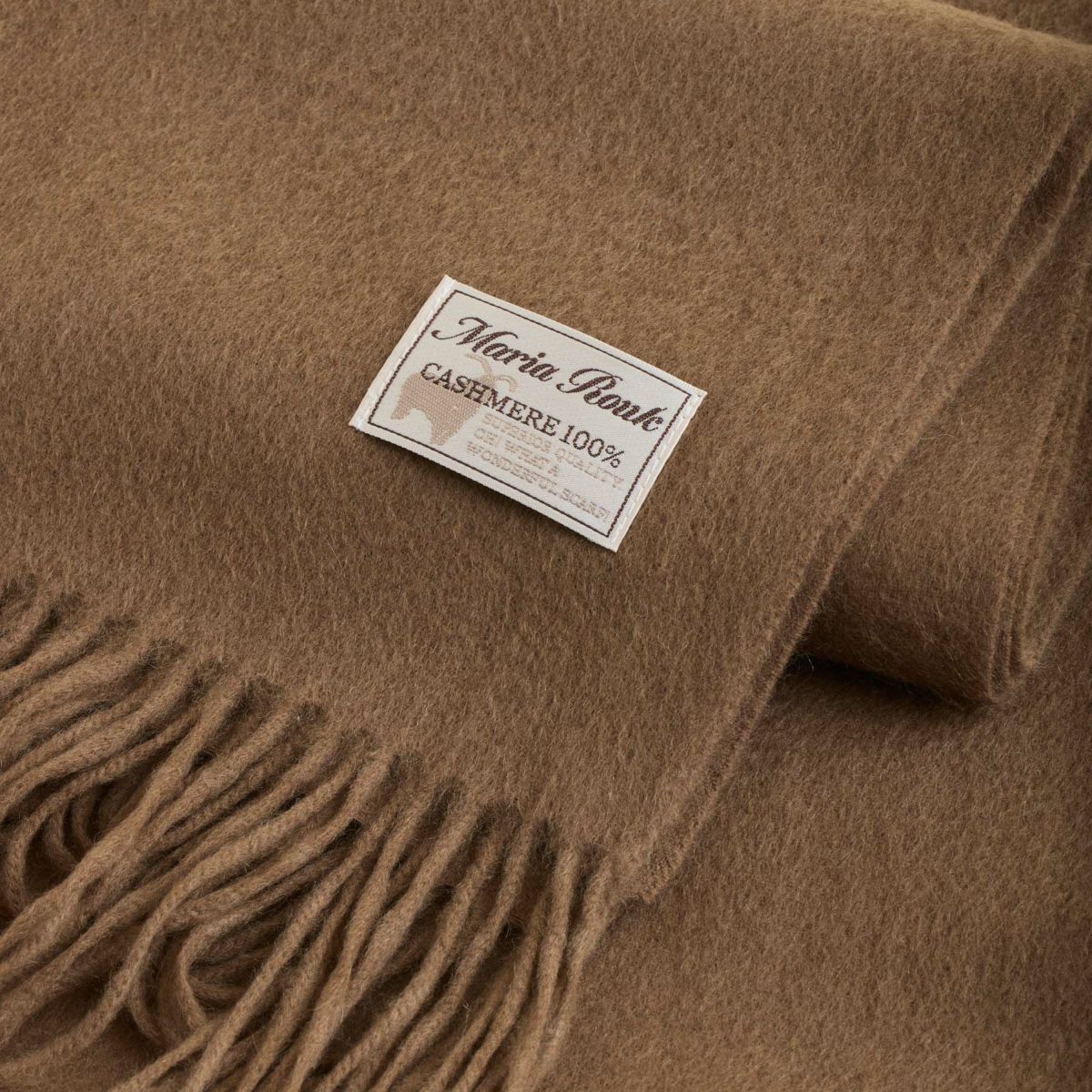 カシミヤ100%無地ストール＜ブラウン＞