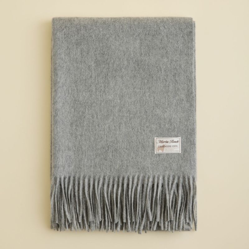 カシミヤ100%無地ストール＜ライトグレー＞