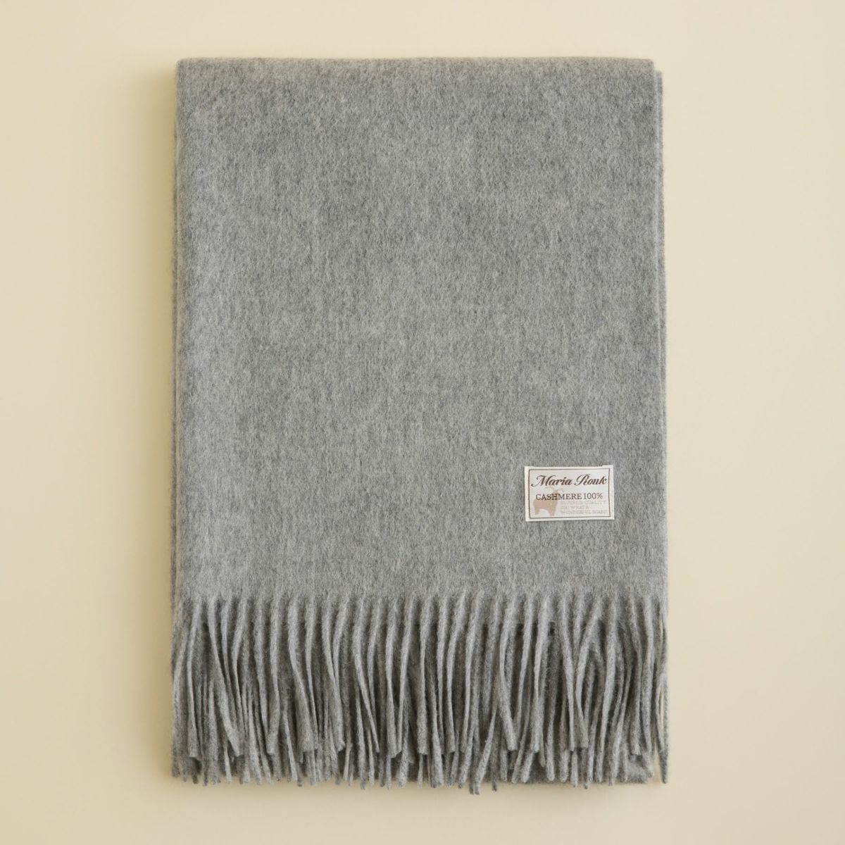 カシミヤ100%無地ストール＜ライトグレー＞