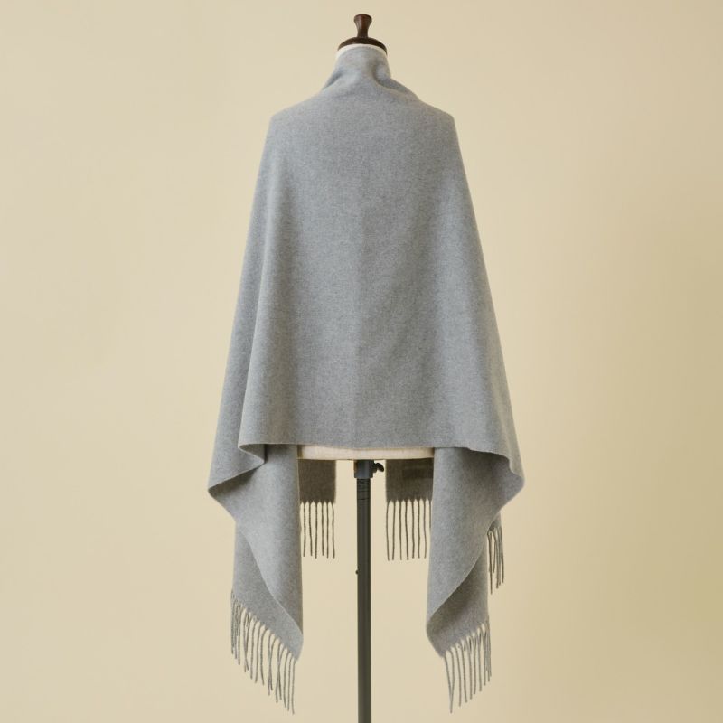 カシミヤ100%無地ストール＜ライトグレー＞