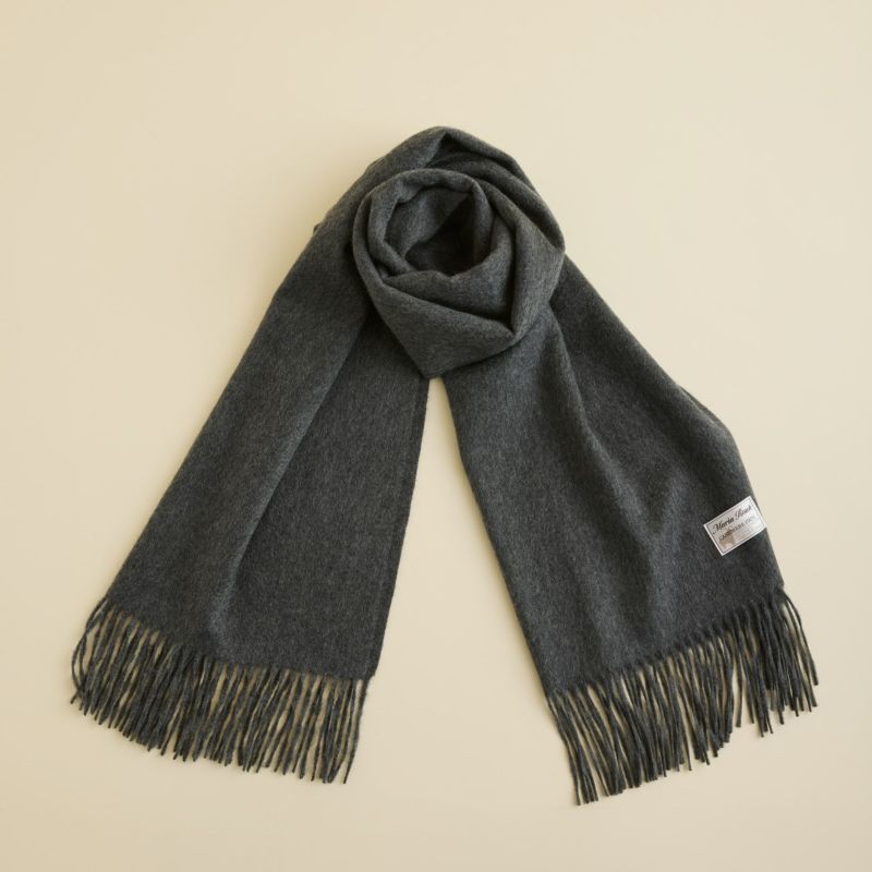 カシミヤ100%無地ストール＜チャコール＞