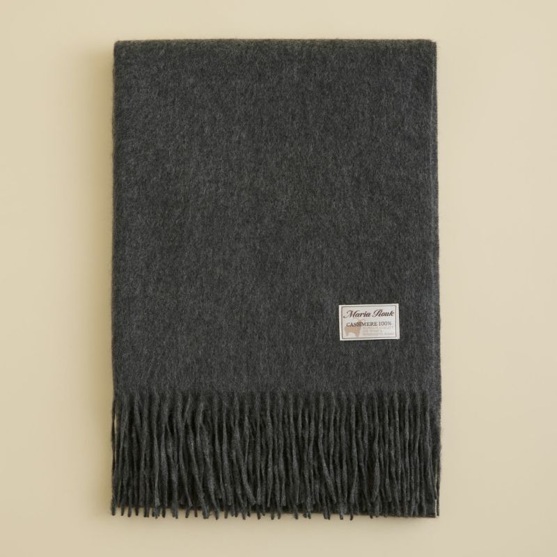 カシミヤ100%無地ストール＜チャコール＞