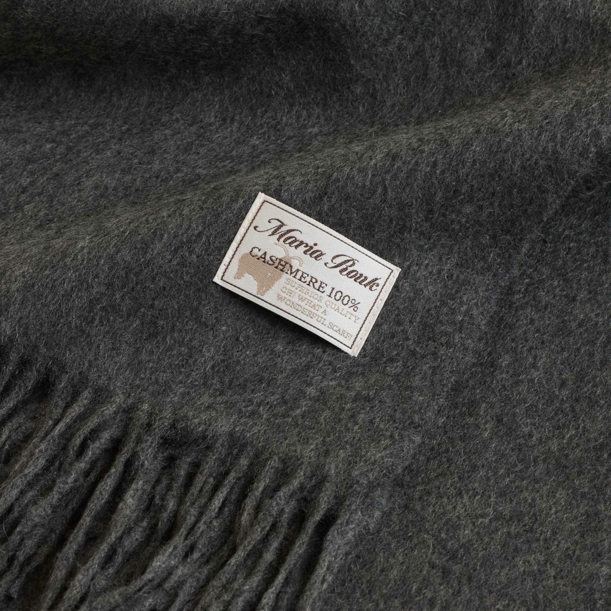 カシミヤ100%無地ストール＜チャコール＞