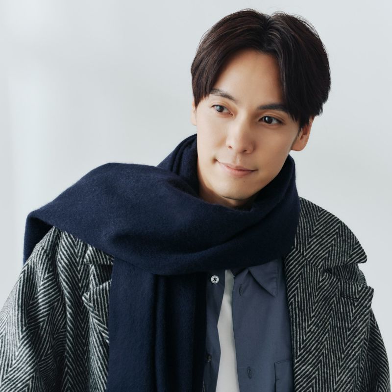 カシミヤ100%無地ストール＜ネイビー＞