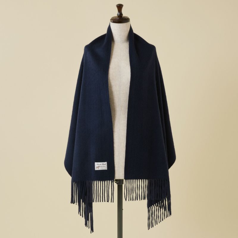 カシミヤ100%無地ストール＜ネイビー＞