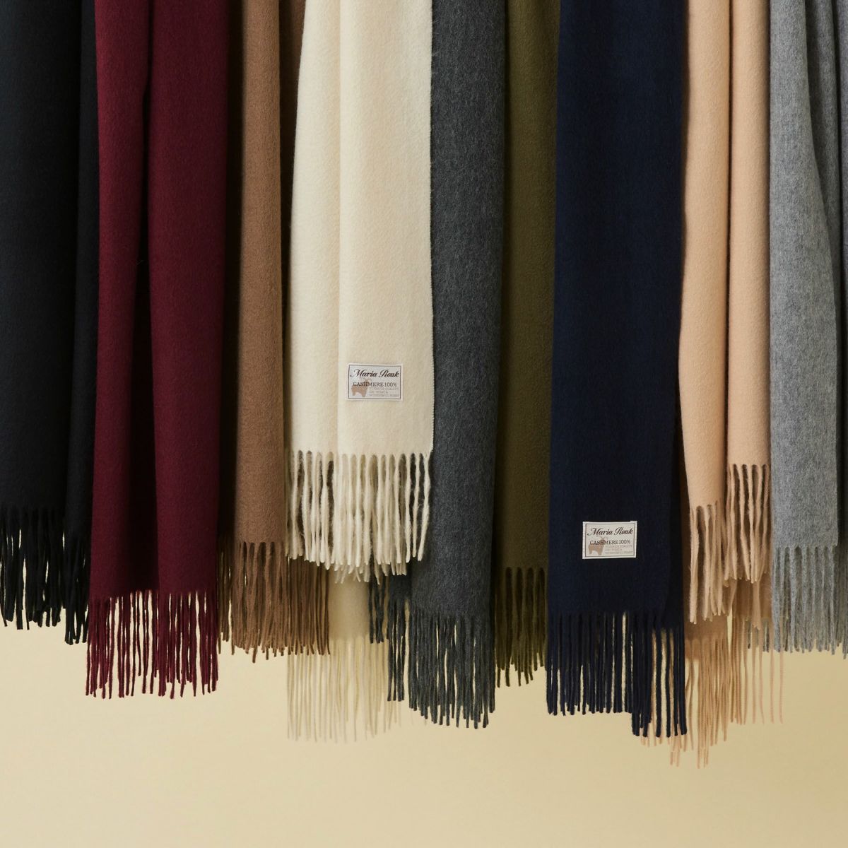 カシミヤ100%無地ストール＜ブラック＞