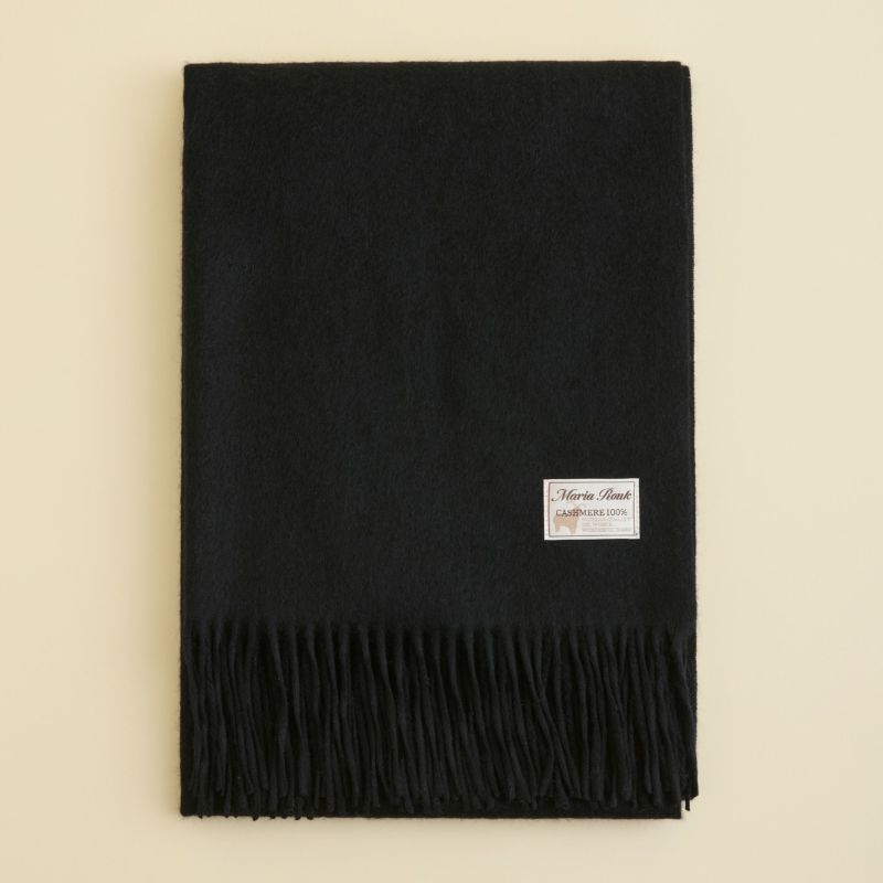 カシミヤ100%無地ストール＜ブラック＞