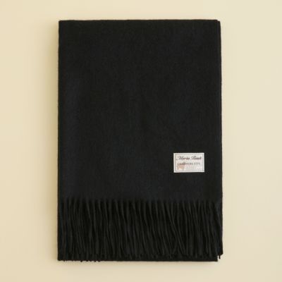 カシミヤ100%無地ストール＜ブラック＞