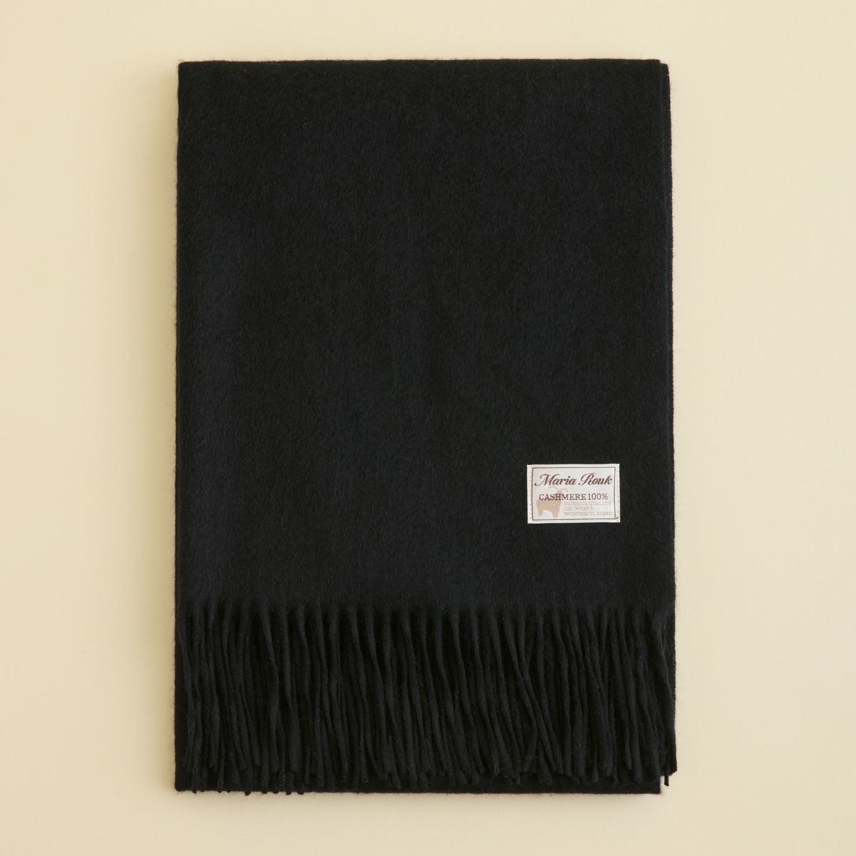 カシミヤ100%無地ストール＜ブラック＞