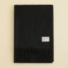 カシミヤ100%無地ストール＜ブラック＞