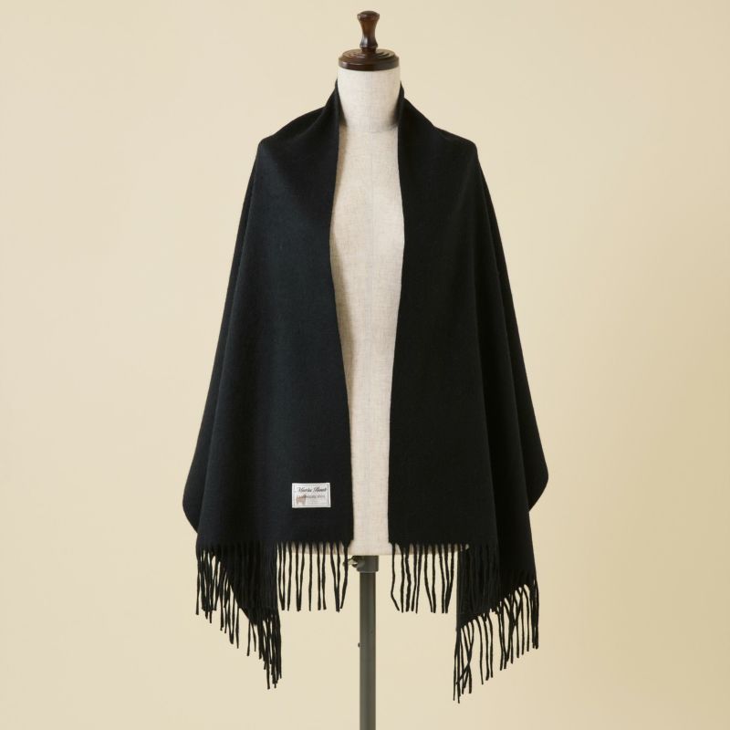 カシミヤ100%無地ストール＜ブラック＞