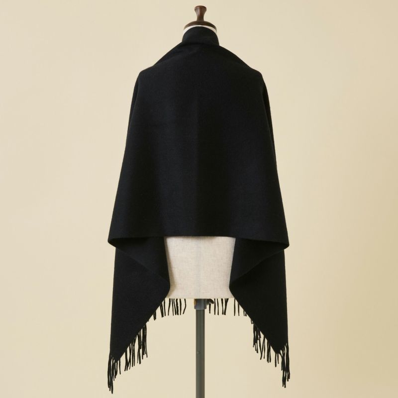 カシミヤ100%無地ストール＜ブラック＞