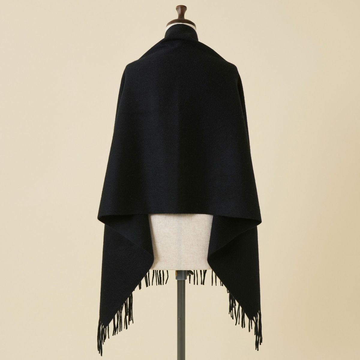 カシミヤ100%無地ストール＜ブラック＞