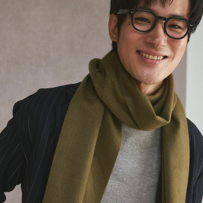 カシミヤ100%無地マフラー＜カーキ＞ | Maria Rouk（マリアルーク）