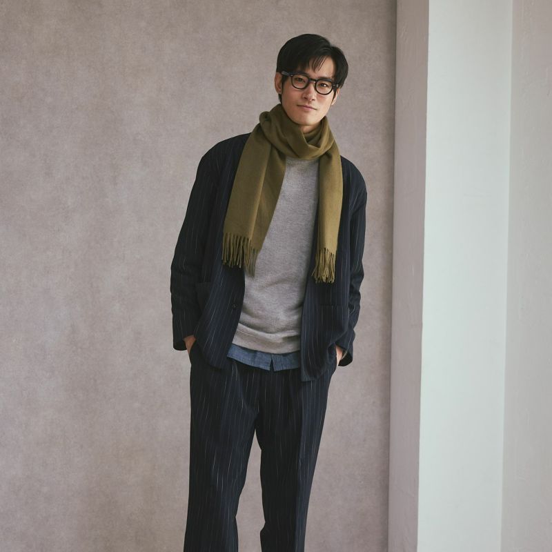 カシミヤ100%無地マフラー＜カーキ＞ | Maria Rouk（マリアルーク）