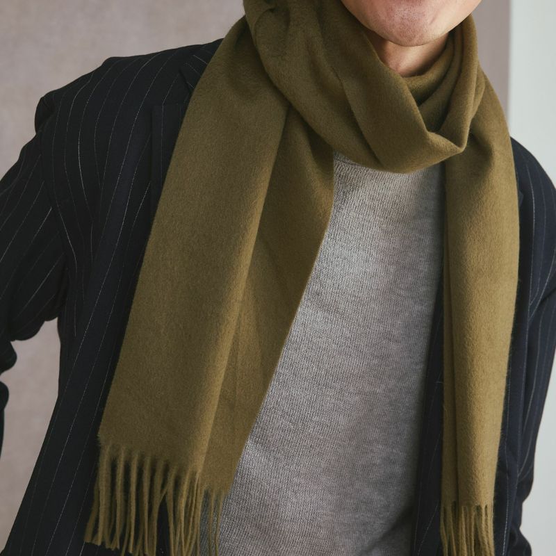 カシミヤ100%無地マフラー＜カーキ＞ | Maria Rouk（マリアルーク）