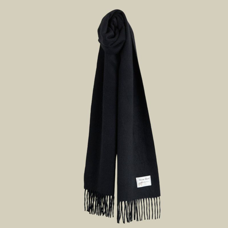 カシミヤ100%無地マフラー＜ブラック＞ | Maria Rouk（マリアルーク）