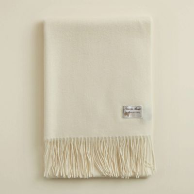 【無染色】カシミヤ100%無地ストール＜ホワイト＞