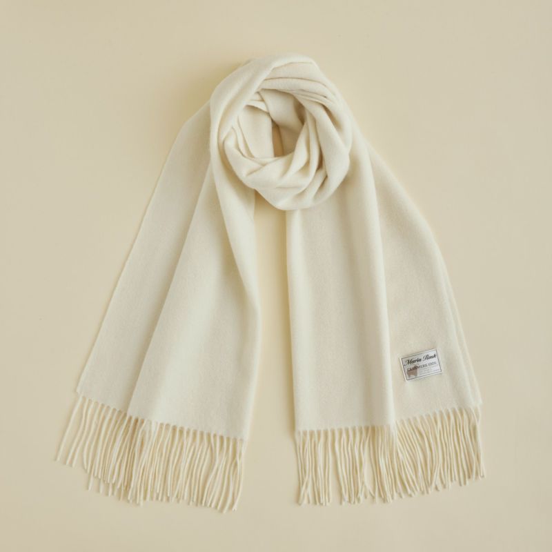 【無染色】カシミヤ100%無地ストール＜ホワイト＞