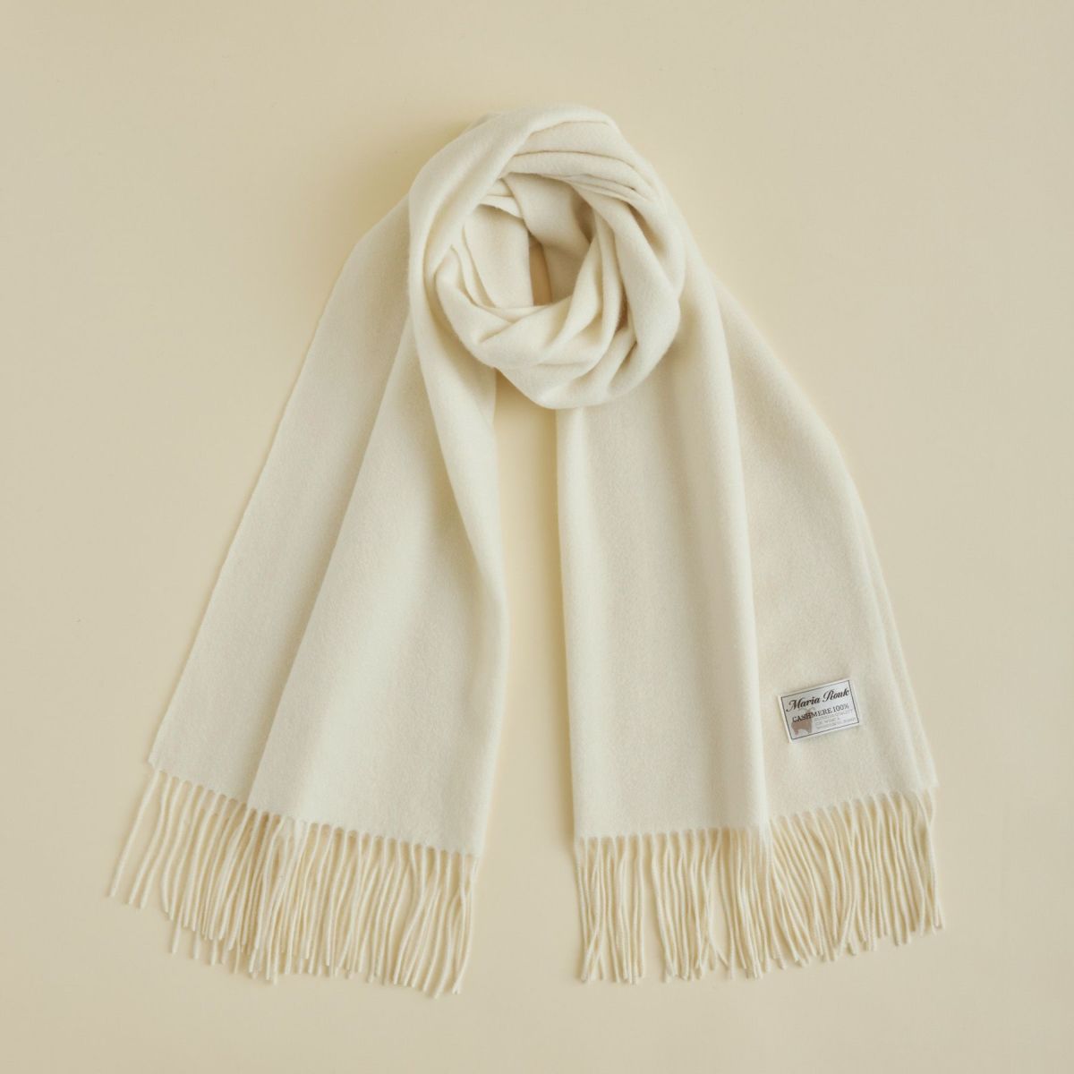 【無染色】カシミヤ100%無地ストール＜ホワイト＞