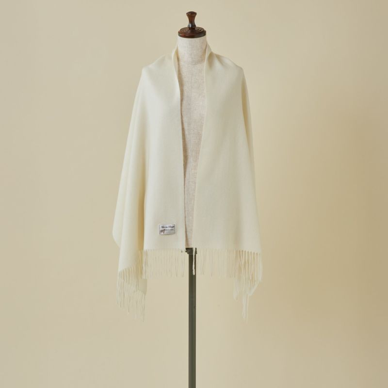 【無染色】カシミヤ100%無地ストール＜ホワイト＞