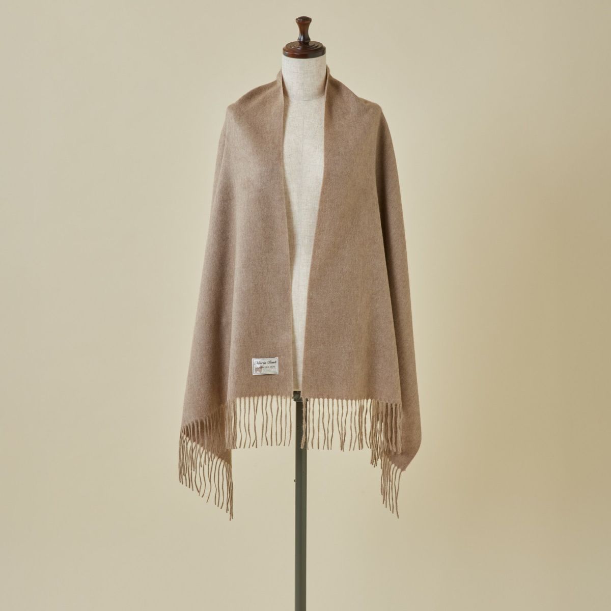 【無染色】カシミヤ100%無地ストール＜ブラウン＞