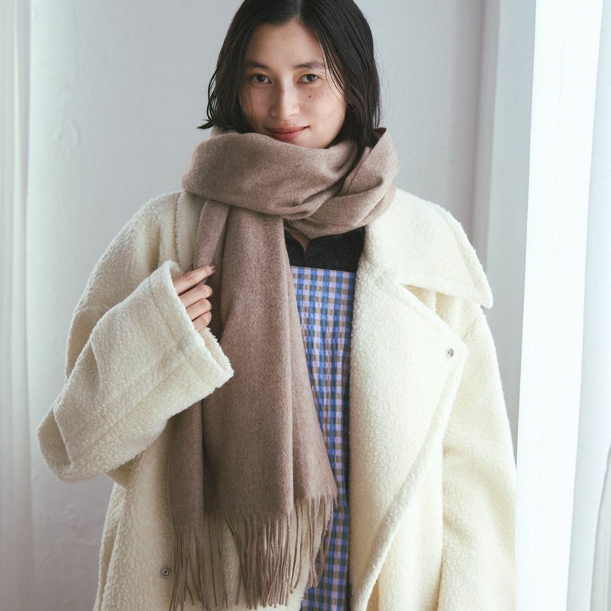 【無染色】カシミヤ100%無地ストール