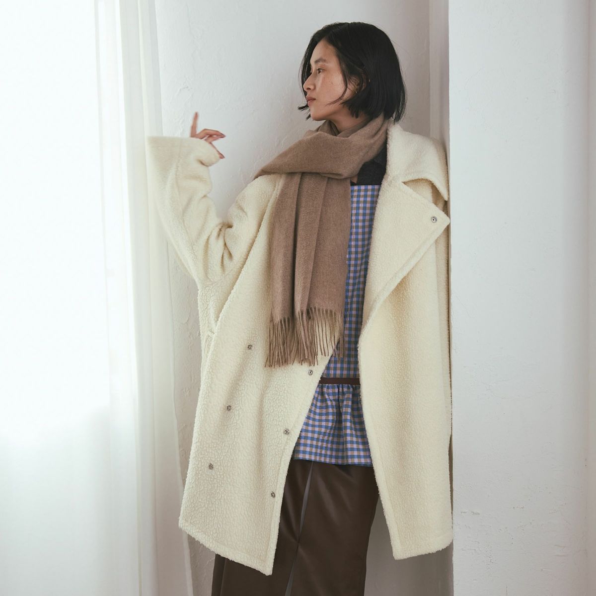 【無染色】カシミヤ100%無地ストール