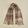 【無染色】カシミヤ100%大判チェックストール＜ブラウンチェック＞