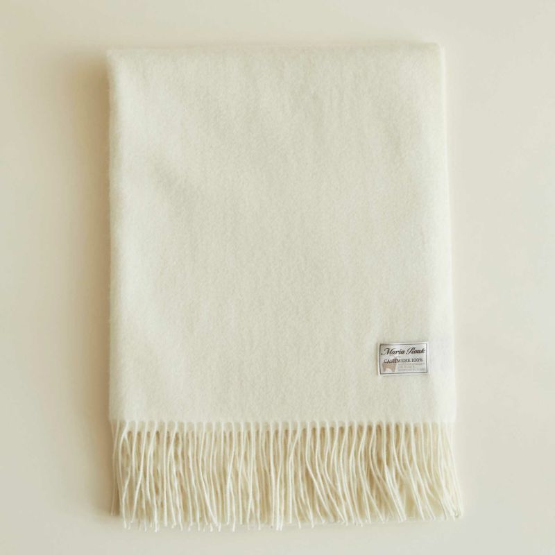 無染色】カシミヤ100%大判無地ストール＜ホワイト＞ | Maria Rouk