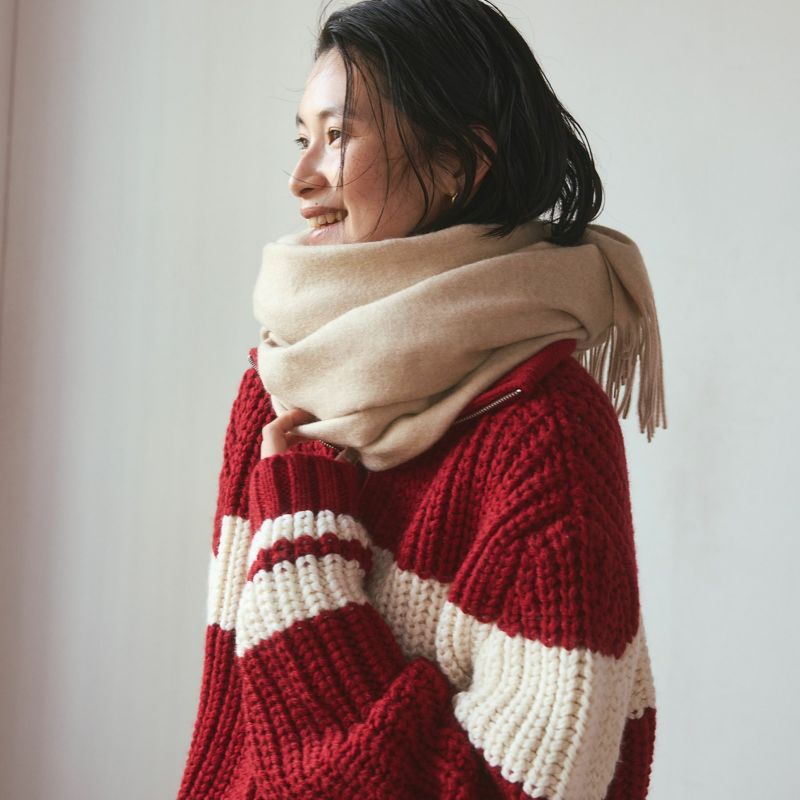 無染色カシミヤ100%大判無地ストール