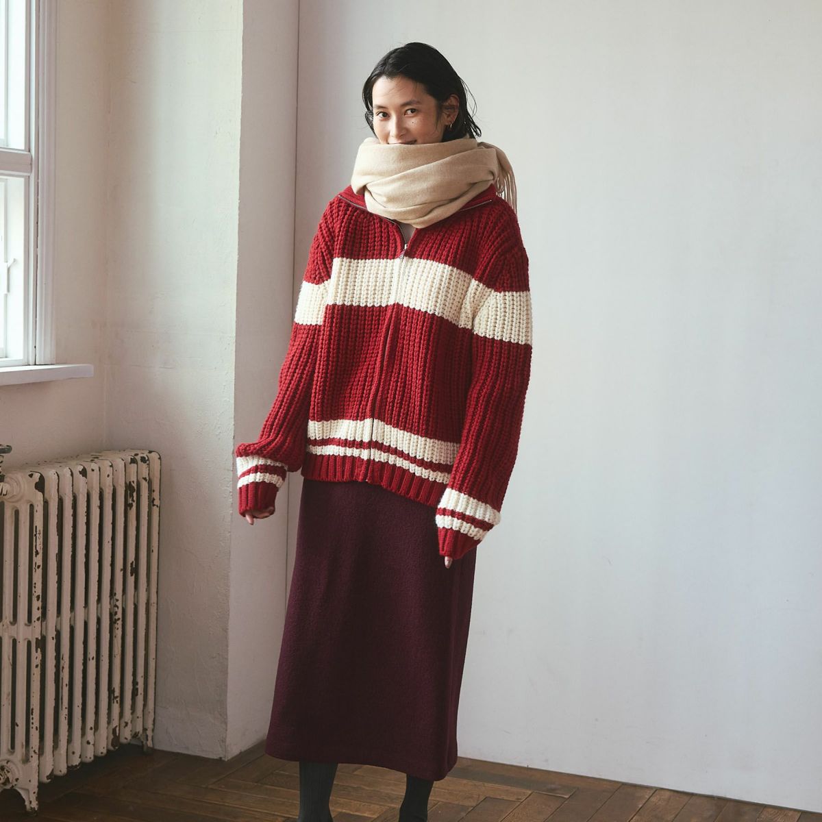 無染色カシミヤ100%大判無地ストール