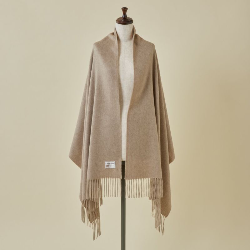 無染色カシミヤ100%大判無地ストール＜ブラウン＞