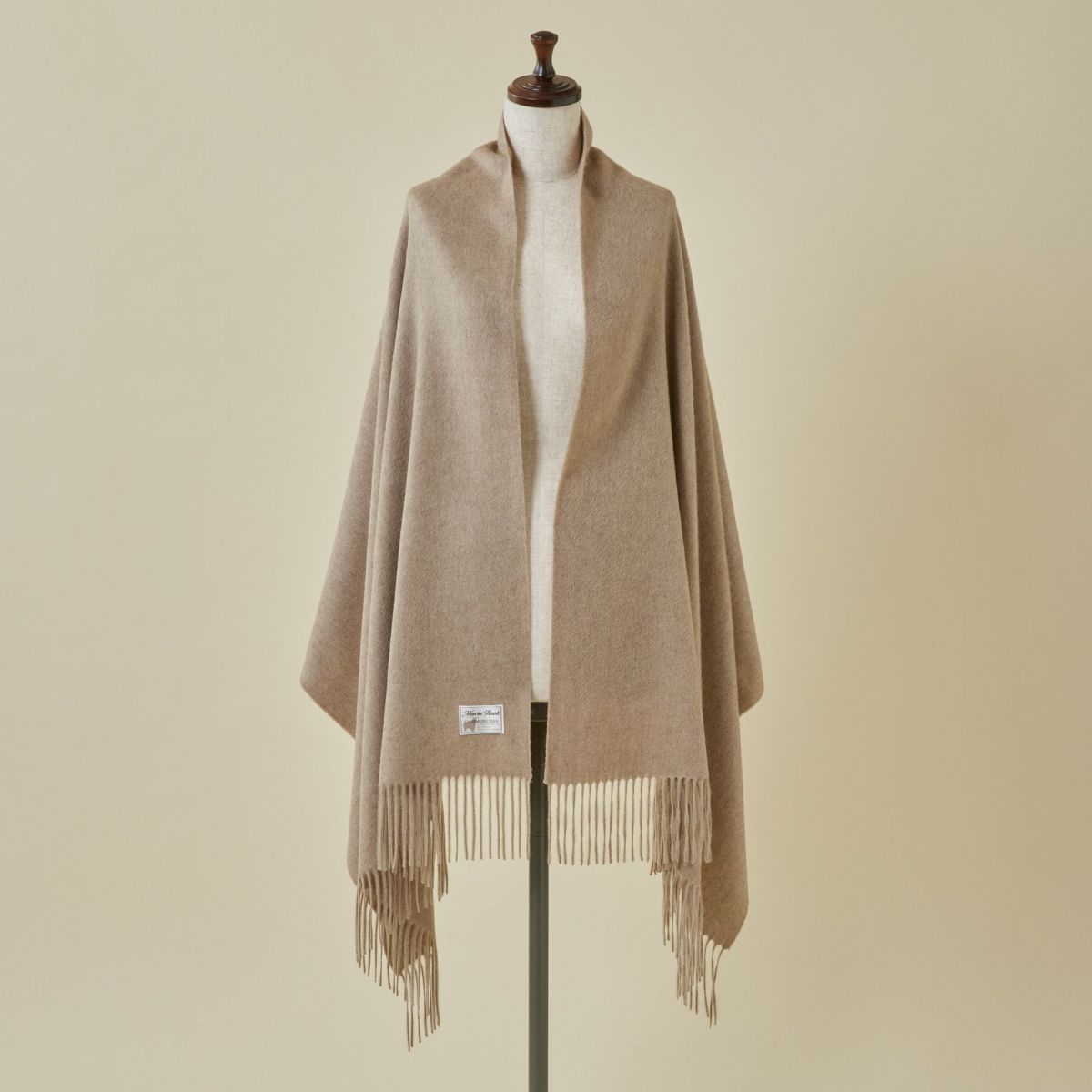 無染色カシミヤ100%大判無地ストール＜ブラウン＞