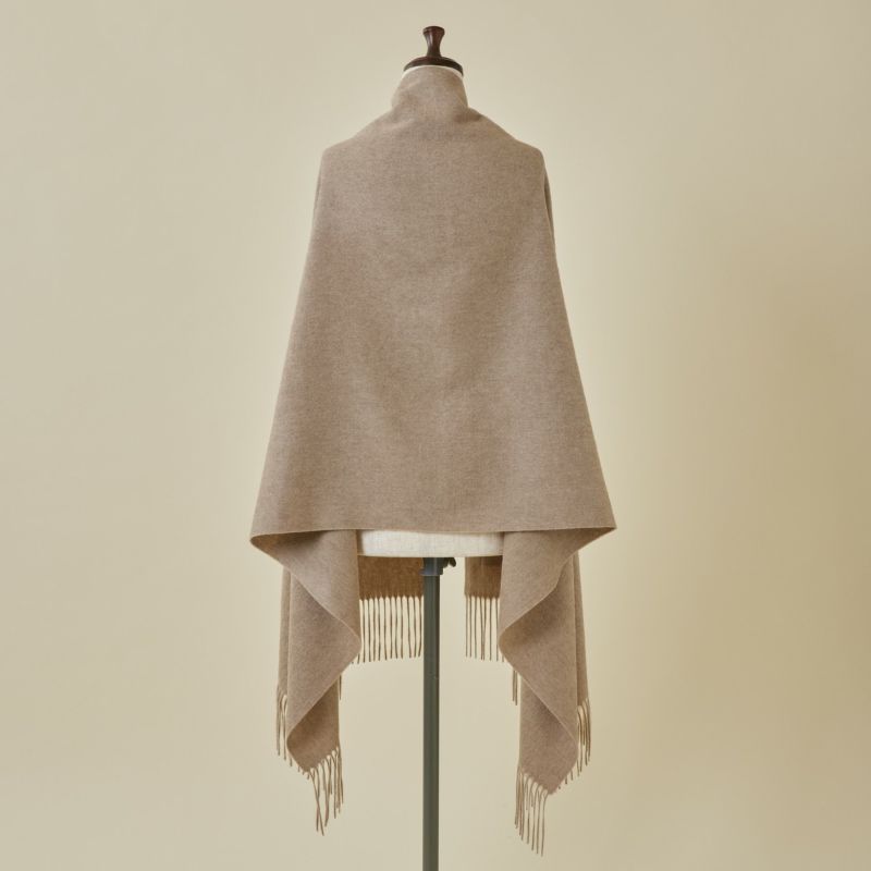 無染色カシミヤ100%大判無地ストール＜ブラウン＞