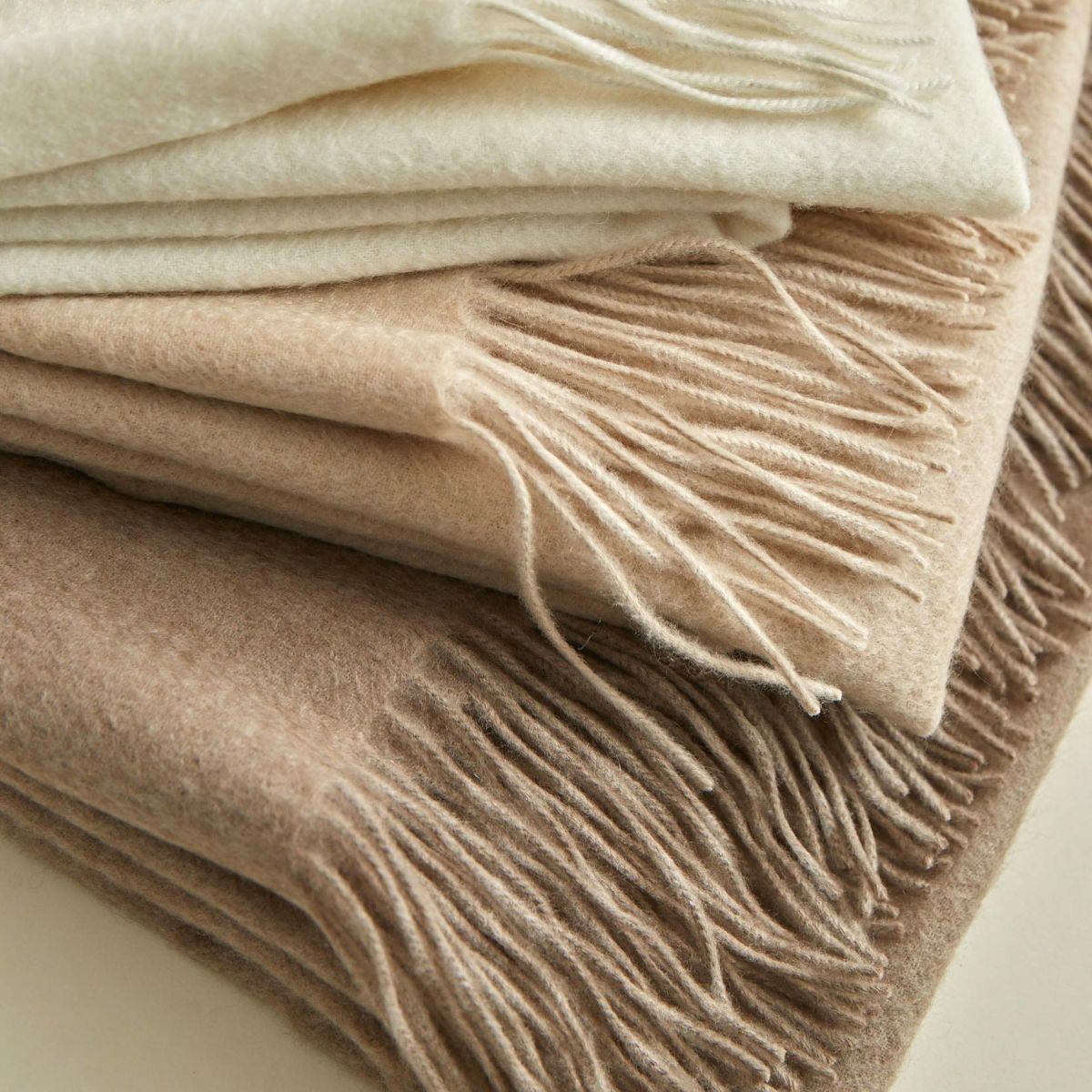 無染色カシミヤ100%大判無地ストール＜ブラウン＞